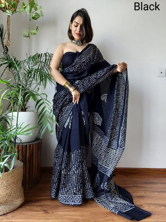 Exclusive Linen Saree with Batik Digital Prints