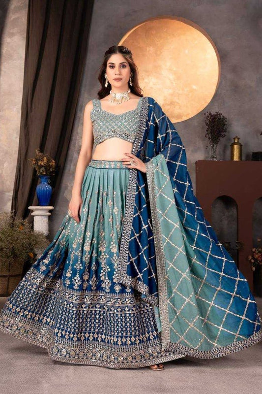 Elegant Designer Lehenga made of Faux Georgette with Embroidery